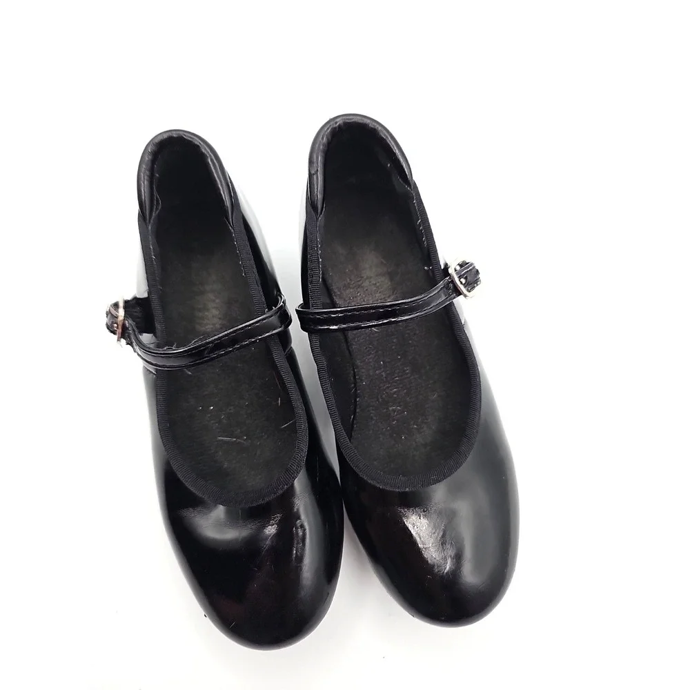Balera Style 870 Black Patent Tap Shoes Child Size 13.OC Mary Jane Dance